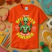 Happy Halloween Humanoid Alien Trick Or Treat Kids T-Shirt thumb 3