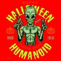 Happy Halloween Humanoid Alien Trick Or Treat Santa Hat thumb 1