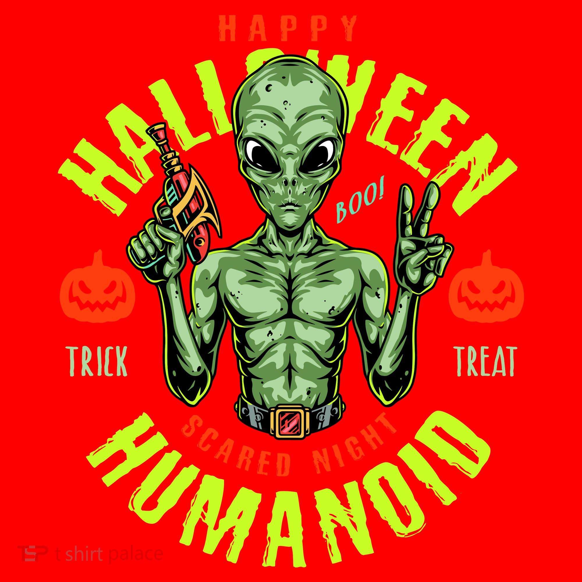 Happy Halloween Humanoid Alien Trick Or Treat Santa Hat