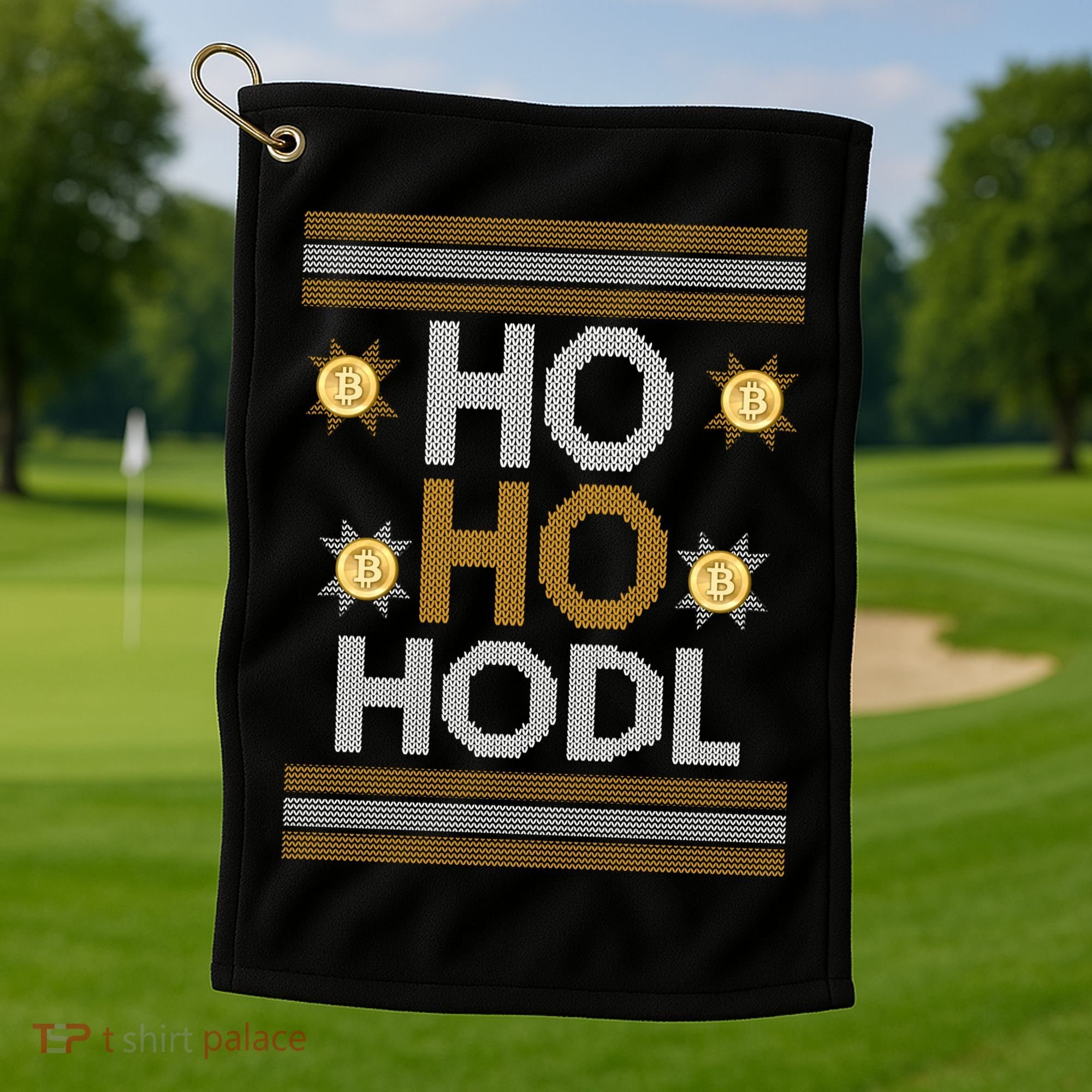 Ho Ho Hodl Crypto Currency Ugly Christmas Golf Towel