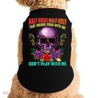 Half Hood Half Holy Funny Christian Retro Sugar Skull Cool Gift Doggie Tank thumb 0