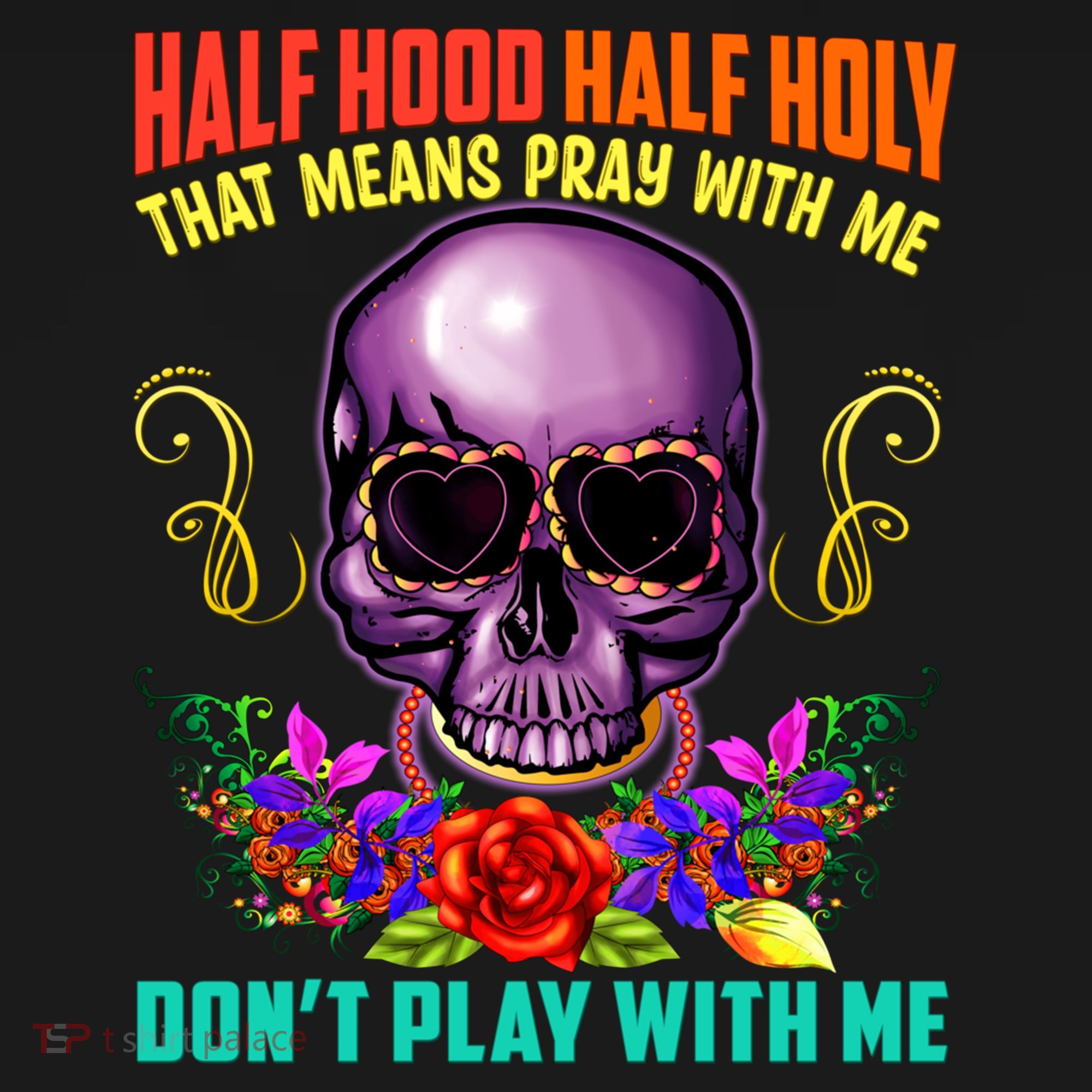 Half Hood Half Holy Funny Christian Retro Sugar Skull Cool Gift Doggie Tank