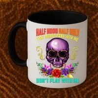 Half Hood Half Holy Funny Christian Retro Sugar Skull Cool Gift Coffee Mug thumb 2