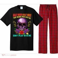 Half Hood Half Holy Funny Christian Retro Sugar Skull Cool Gift Pajama Set thumb 0