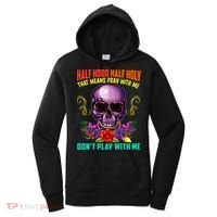 Half Hood Half Holy Funny Christian Retro Sugar Skull Cool Gift Women's Hoodie thumb 0