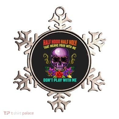 Half Hood Half Holy Funny Christian Retro Sugar Skull Cool Gift Ornament