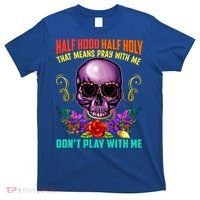 Half Hood Half Holy Funny Christian Retro Sugar Skull Cool Gift T-Shirt thumb 0