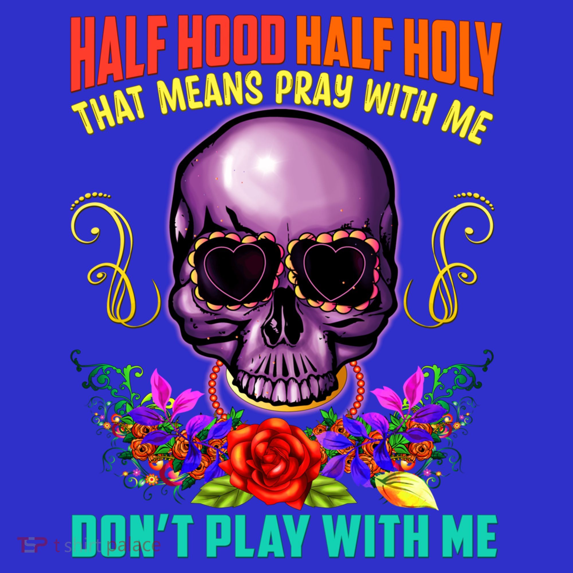 Half Hood Half Holy Funny Christian Retro Sugar Skull Cool Gift Coaster