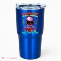 Half Hood Half Holy Funny Christian Retro Sugar Skull Cool Gift Tumbler thumb 0