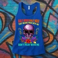 Half Hood Half Holy Funny Christian Retro Sugar Skull Cool Gift Women's Tank Top thumb 3
