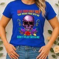 Half Hood Half Holy Funny Christian Retro Sugar Skull Cool Gift Women's T-Shirt thumb 2