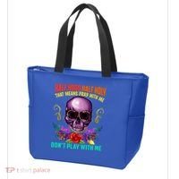 Half Hood Half Holy Funny Christian Retro Sugar Skull Cool Gift Tote Bag thumb 3
