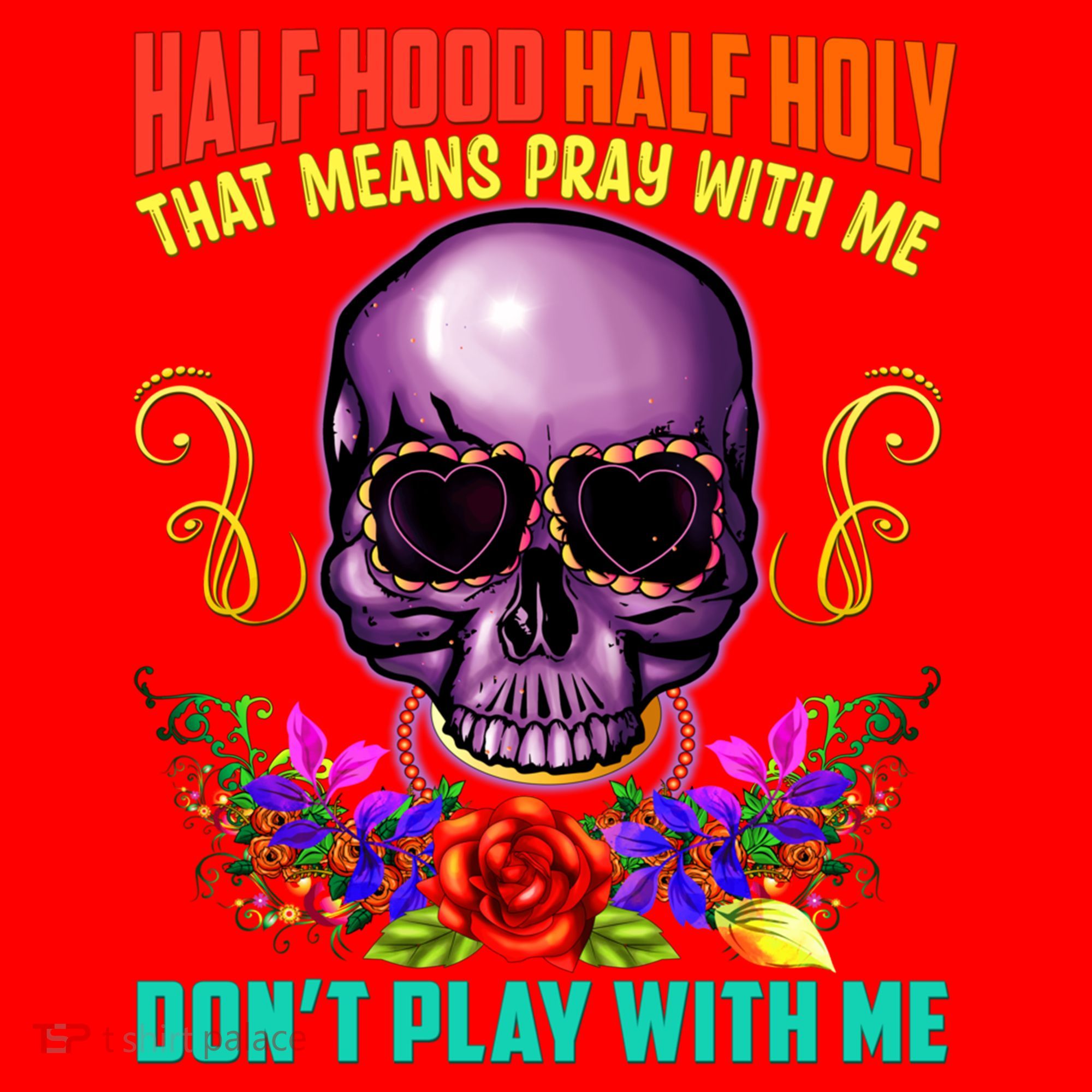 Half Hood Half Holy Funny Christian Retro Sugar Skull Cool Gift Santa Hat