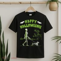 Happy Halloweenie Halloween Skeleton Dachshund Weiner Dogs T-Shirt thumb 2