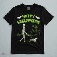 Happy Halloweenie Halloween Skeleton Dachshund Weiner Dogs T-Shirt thumb 5