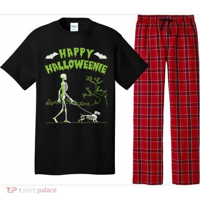 Happy Halloweenie Halloween Skeleton Dachshund Weiner Dogs Pajama Set