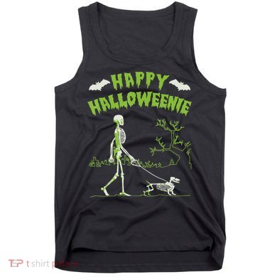Happy Halloweenie Halloween Skeleton Dachshund Weiner Dogs Tank Top