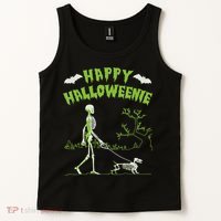 Happy Halloweenie Halloween Skeleton Dachshund Weiner Dogs Tank Top thumb 2