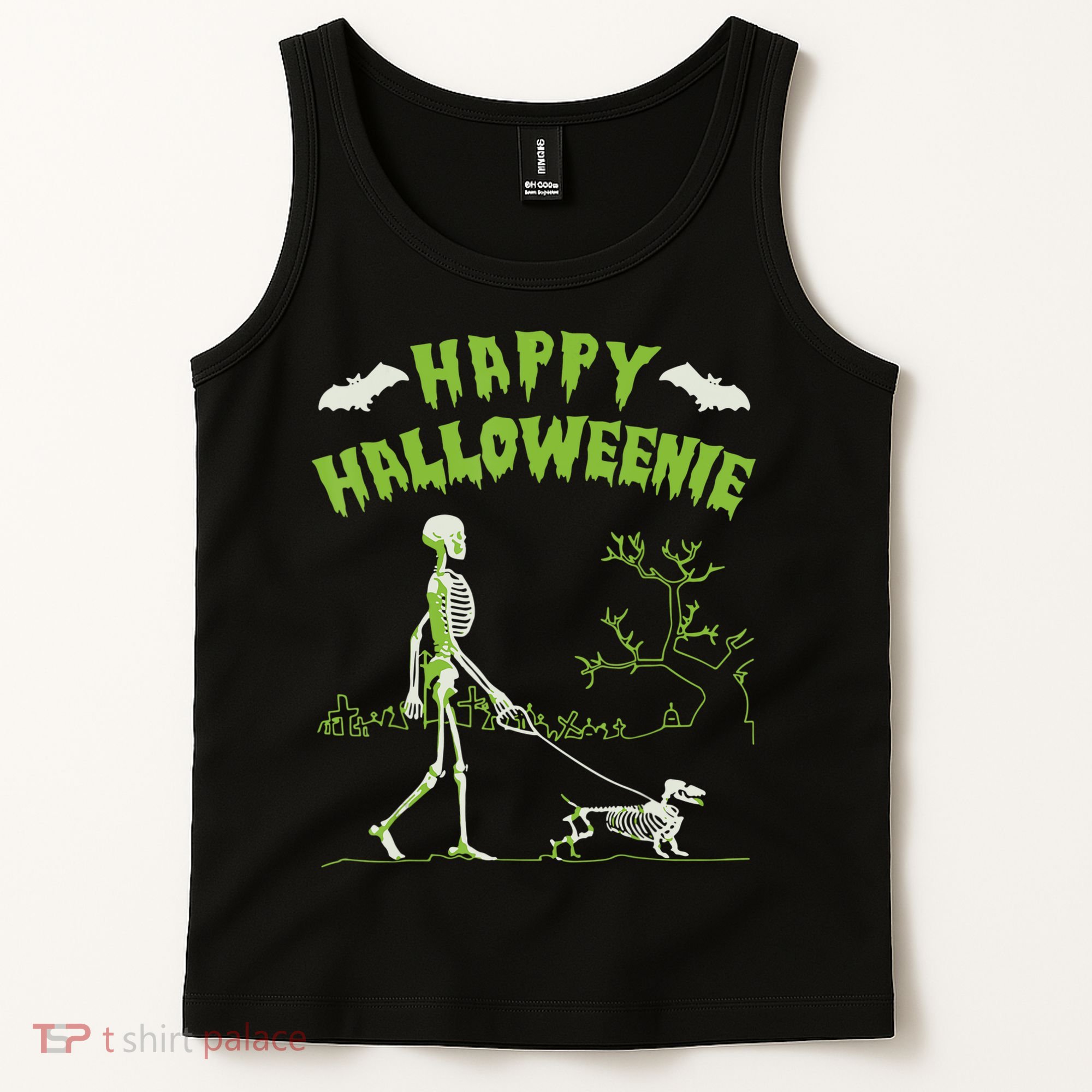 Happy Halloweenie Halloween Skeleton Dachshund Weiner Dogs Tank Top