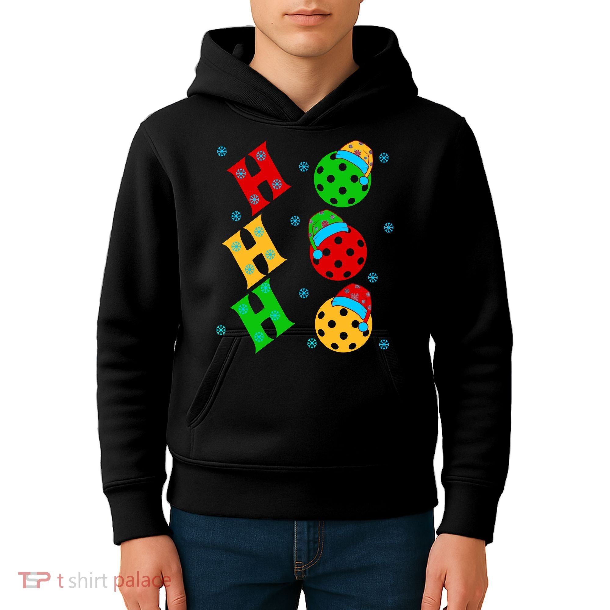 Ho Ho Ho Pickleball Christmas Kids Hoodie