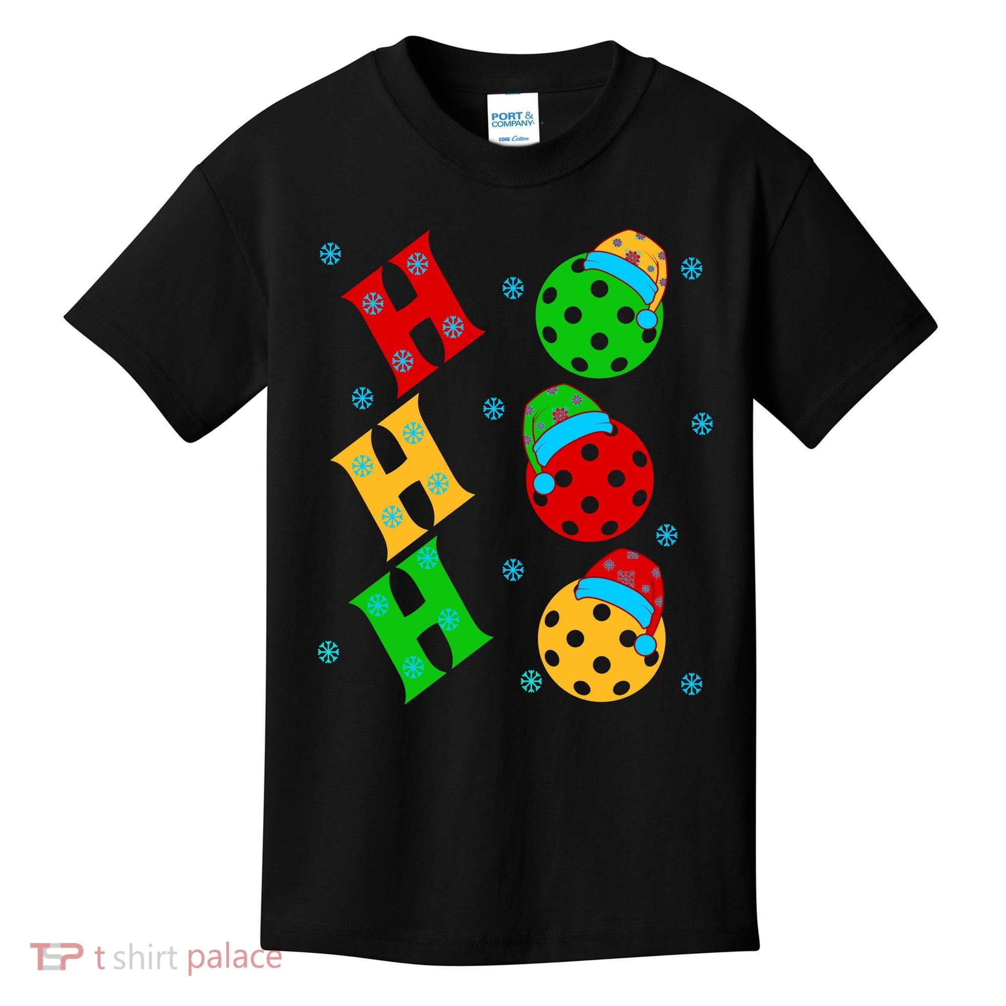 Ho Ho Ho Pickleball Christmas Kids T-Shirt