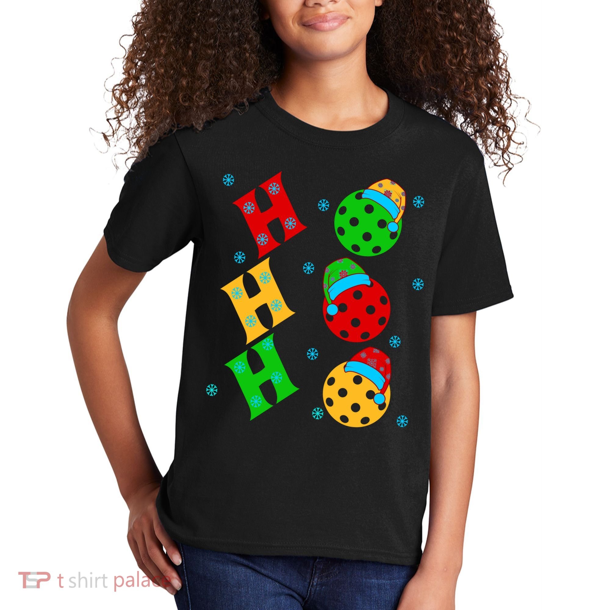 Ho Ho Ho Pickleball Christmas Kids T-Shirt