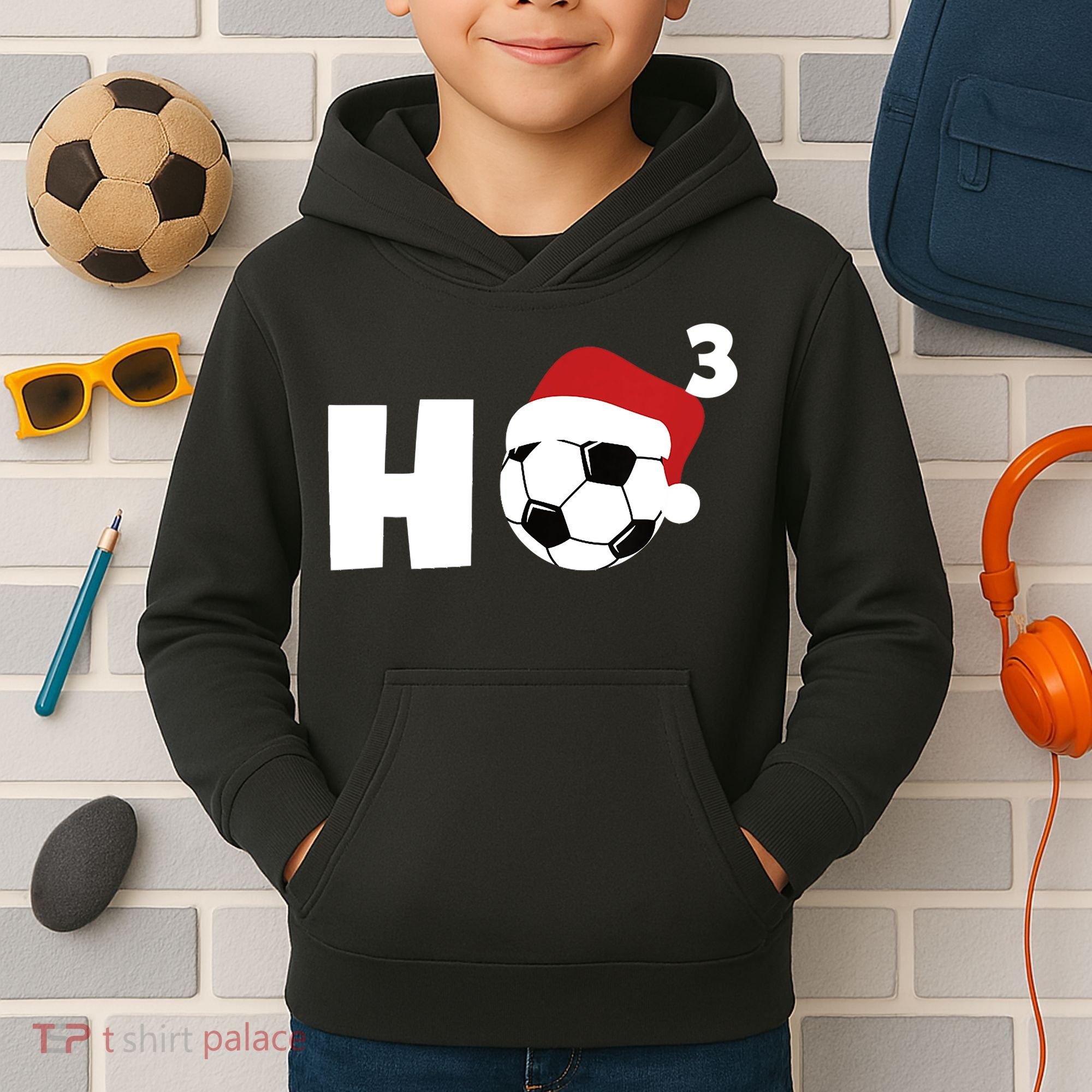 'Ho Ho Ho' Soccer Christmas Kids Hoodie
