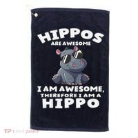 Hippo Hippopotamus Hippos Are Awesome Gifts Cute Golf Towel thumb 0