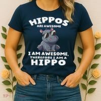 Hippo Hippopotamus Hippos Are Awesome Gifts Cute Women's T-Shirt thumb 2