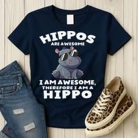 Hippo Hippopotamus Hippos Are Awesome Gifts Cute Women's T-Shirt thumb 3