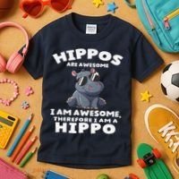 Hippo Hippopotamus Hippos Are Awesome Gifts Cute Kids T-Shirt thumb 3