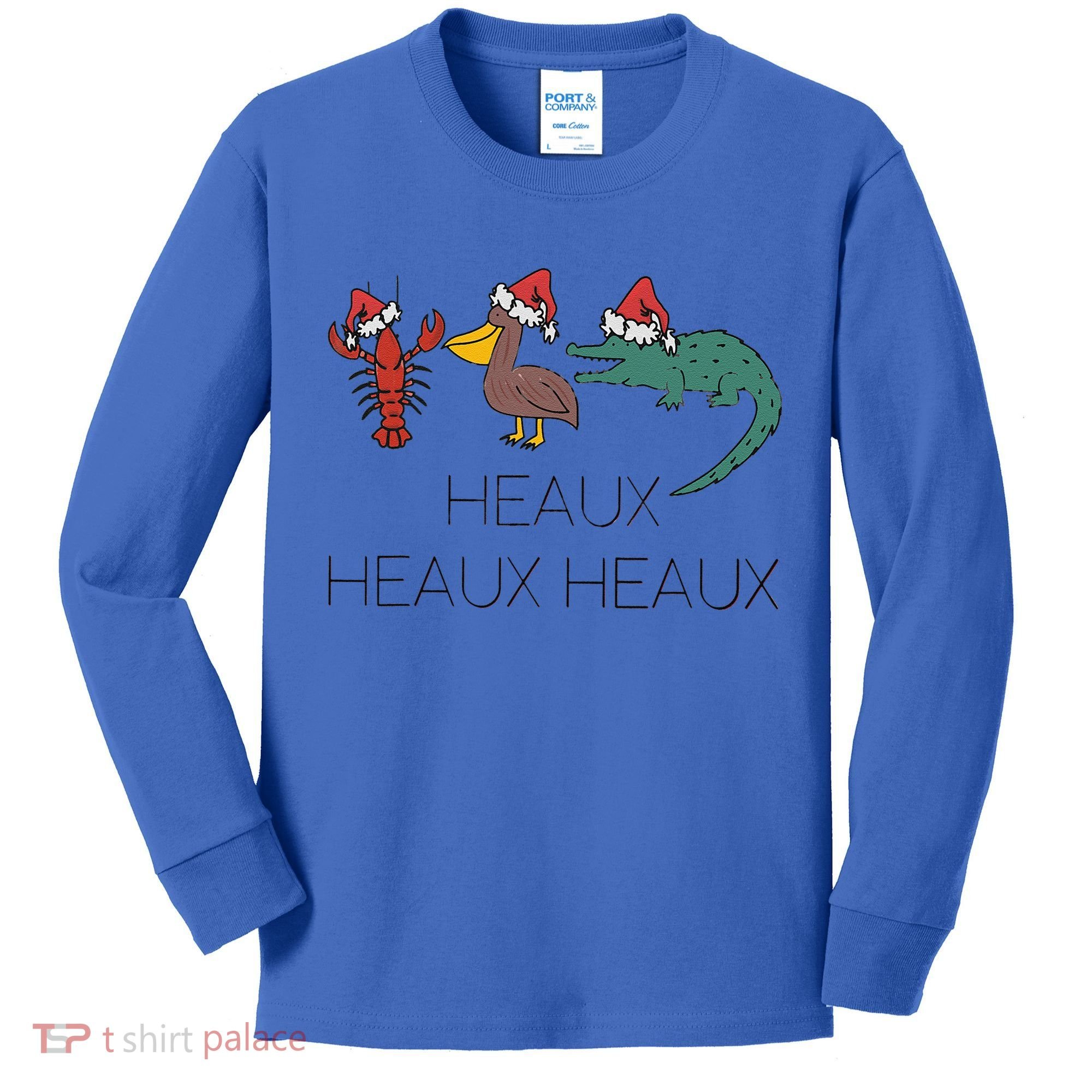 Heaux Heaux Heaux Funny Louisiana Cajun Christmas Holiday Kids Long Sleeve Shirt