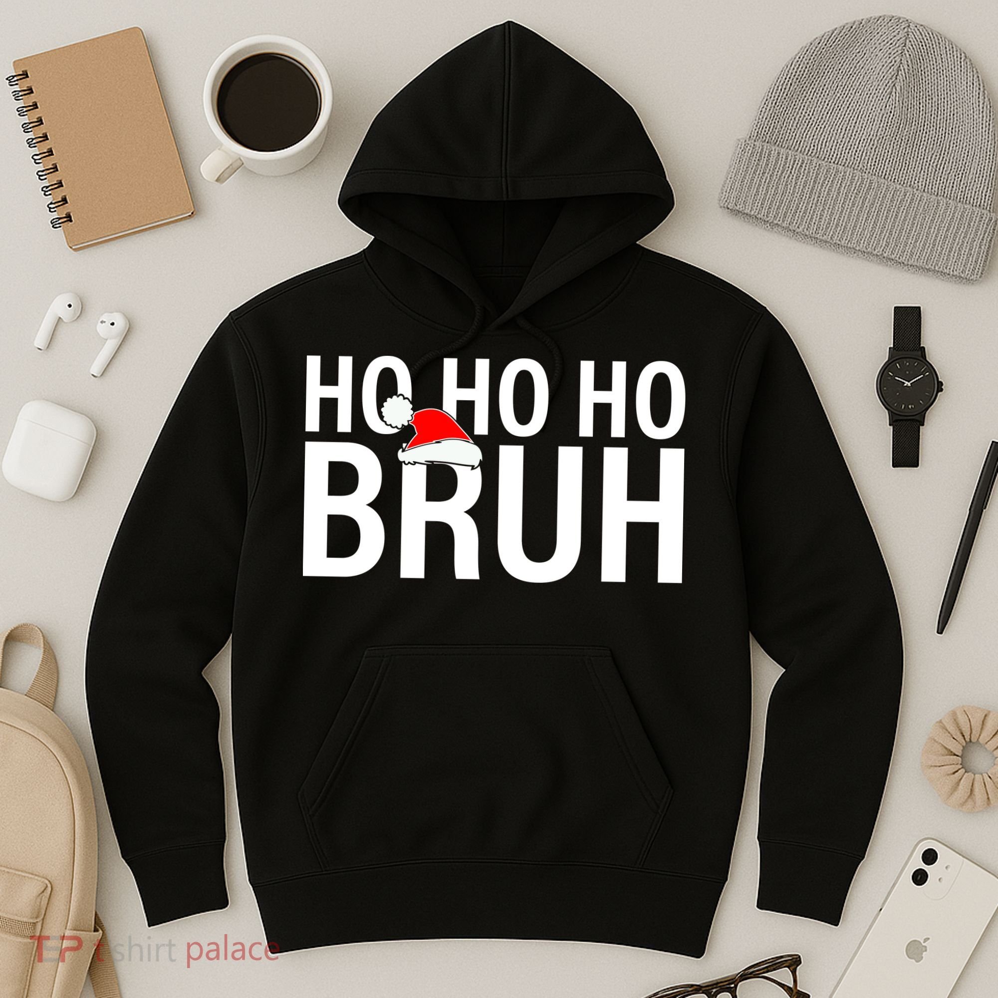 Ho Ho Ho Bruh Santa Hat Funny Christmas Hoodie