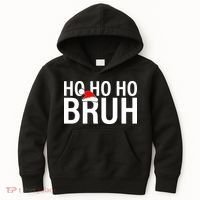 Ho Ho Ho Bruh Santa Hat Funny Christmas Kids Hoodie thumb 0
