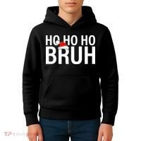 Ho Ho Ho Bruh Santa Hat Funny Christmas Kids Hoodie thumb 4