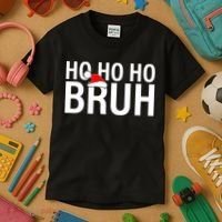 Ho Ho Ho Bruh Santa Hat Funny Christmas Kids T-Shirt thumb 3