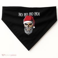 Ho Ho Ho Skeleton Bearded Skull Santa USA-Made Doggie Bandana thumb 0