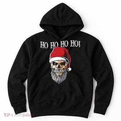 Ho Ho Ho Skeleton Bearded Skull Santa Hoodie