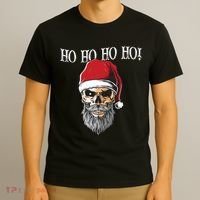 Ho Ho Ho Skeleton Bearded Skull Santa T-Shirt thumb 3