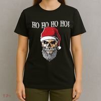 Ho Ho Ho Skeleton Bearded Skull Santa T-Shirt thumb 4