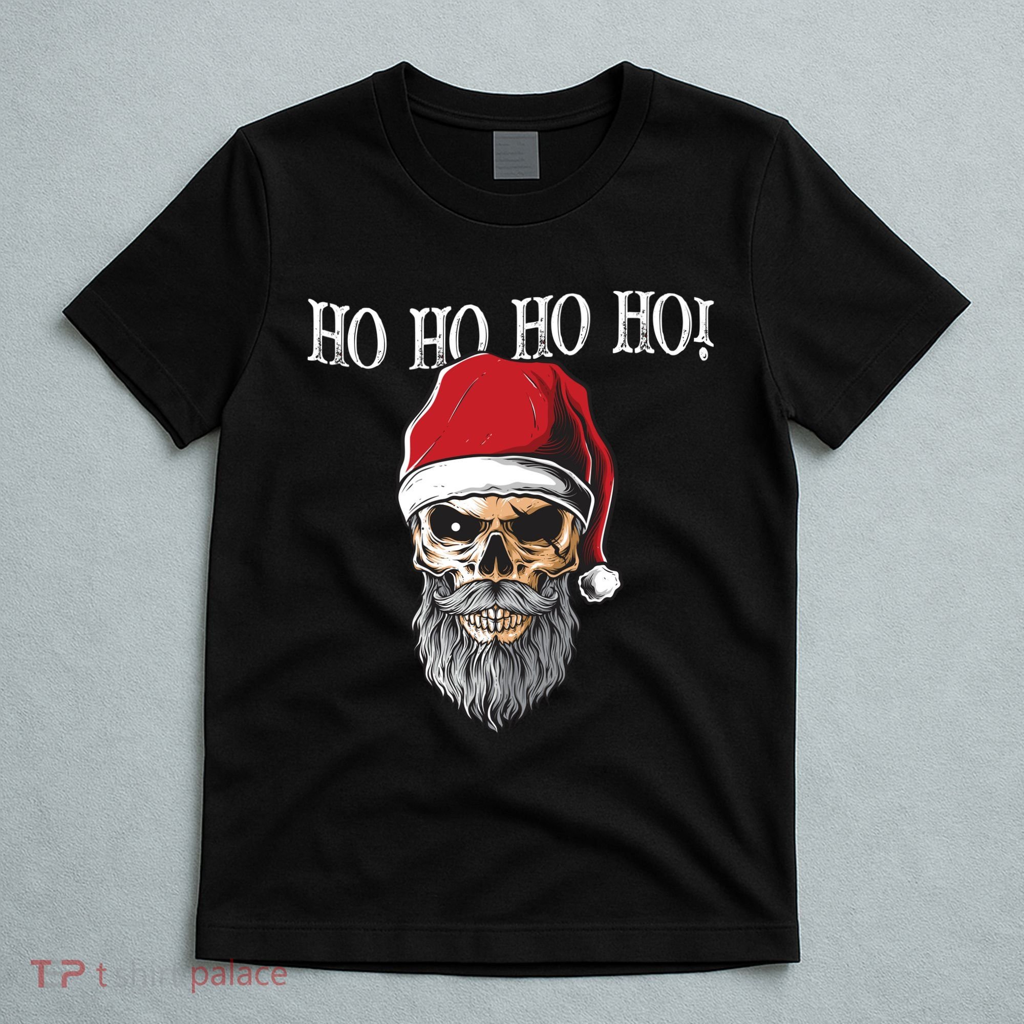 Ho Ho Ho Skeleton Bearded Skull Santa T-Shirt