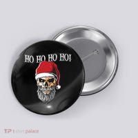 Ho Ho Ho Skeleton Bearded Skull Santa Button thumb 0