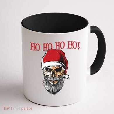 Ho Ho Ho Skeleton Bearded Skull Santa Coffee Mug back
