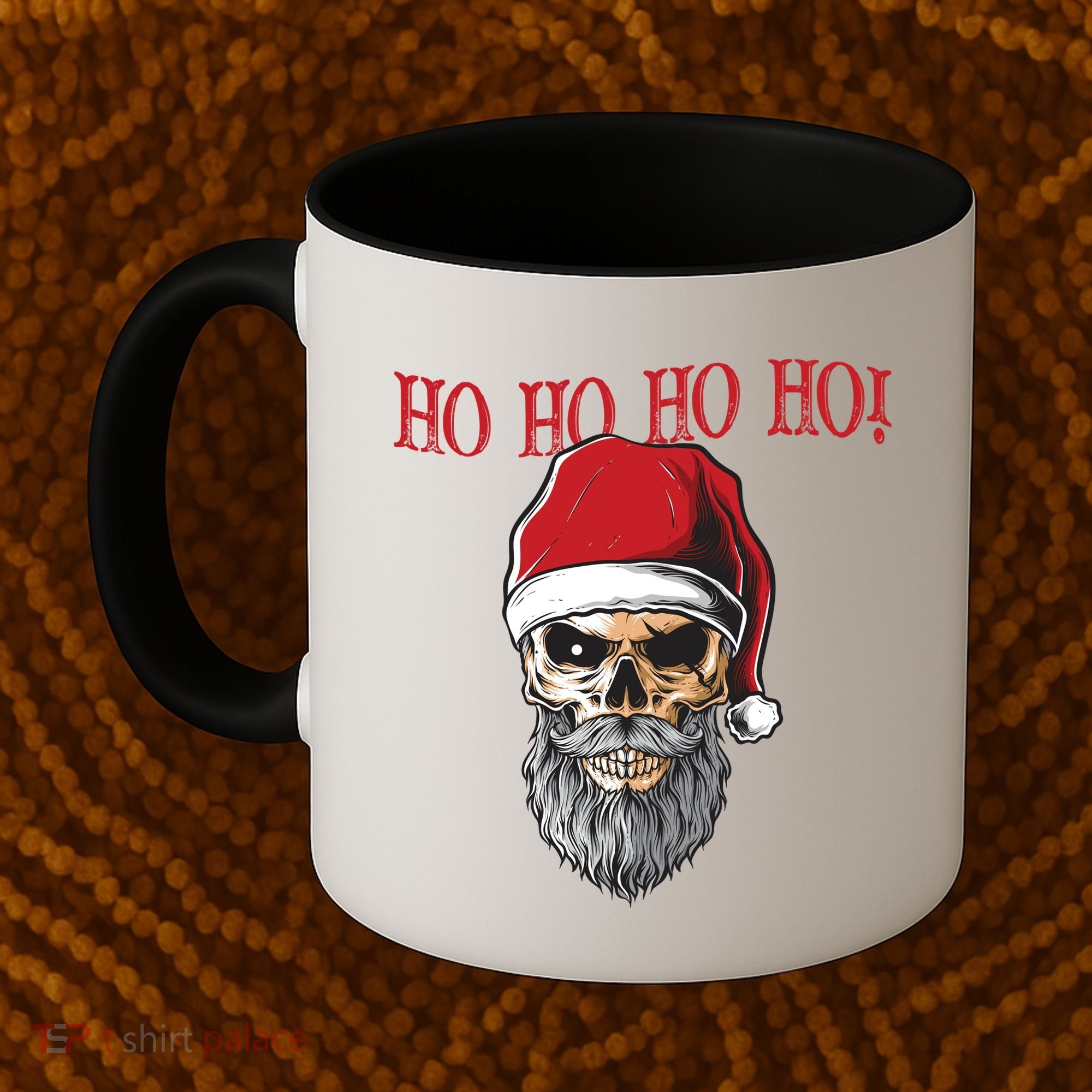 Ho Ho Ho Skeleton Bearded Skull Santa Coffee Mug