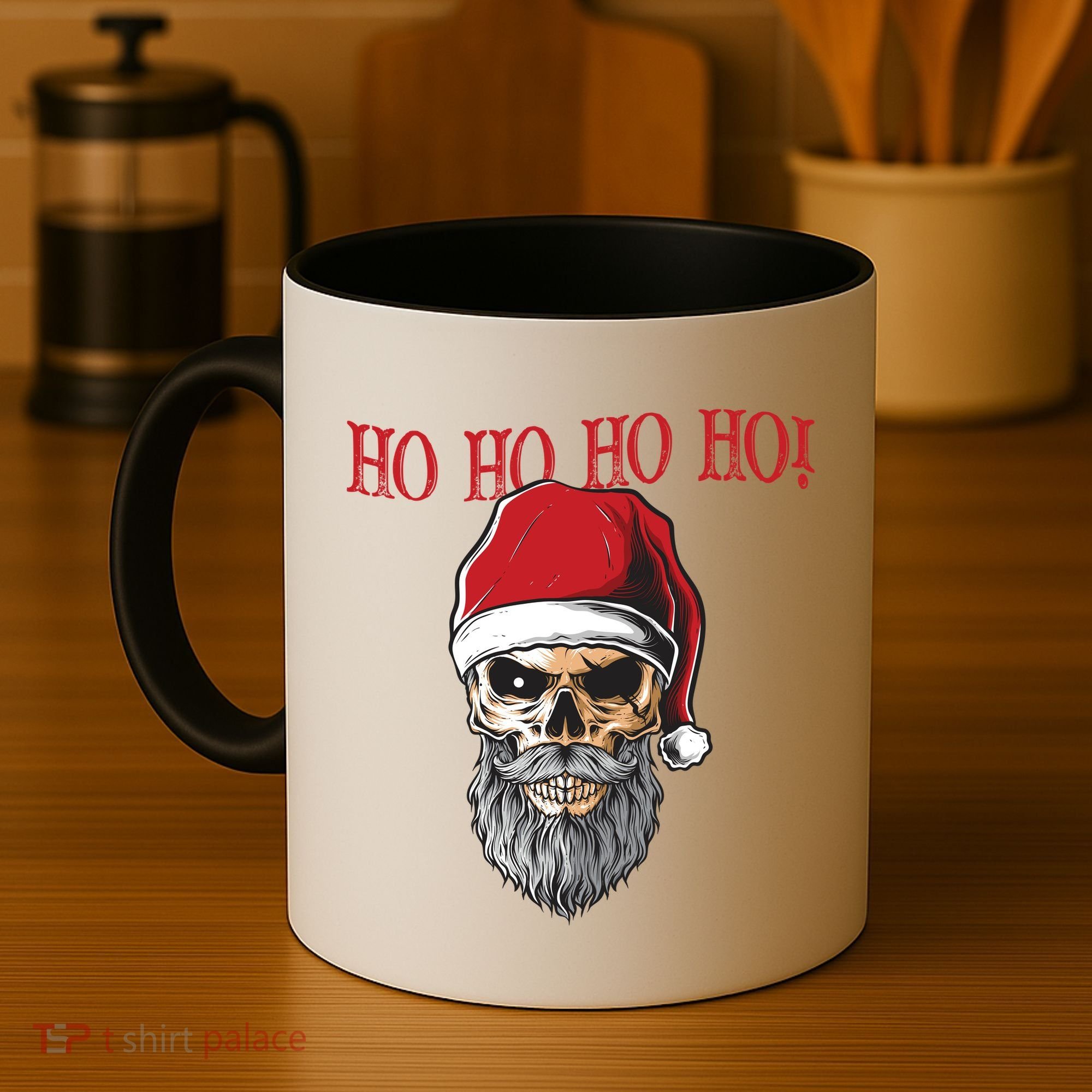 Ho Ho Ho Skeleton Bearded Skull Santa Coffee Mug