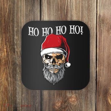 Ho Ho Ho Skeleton Bearded Skull Santa Coaster