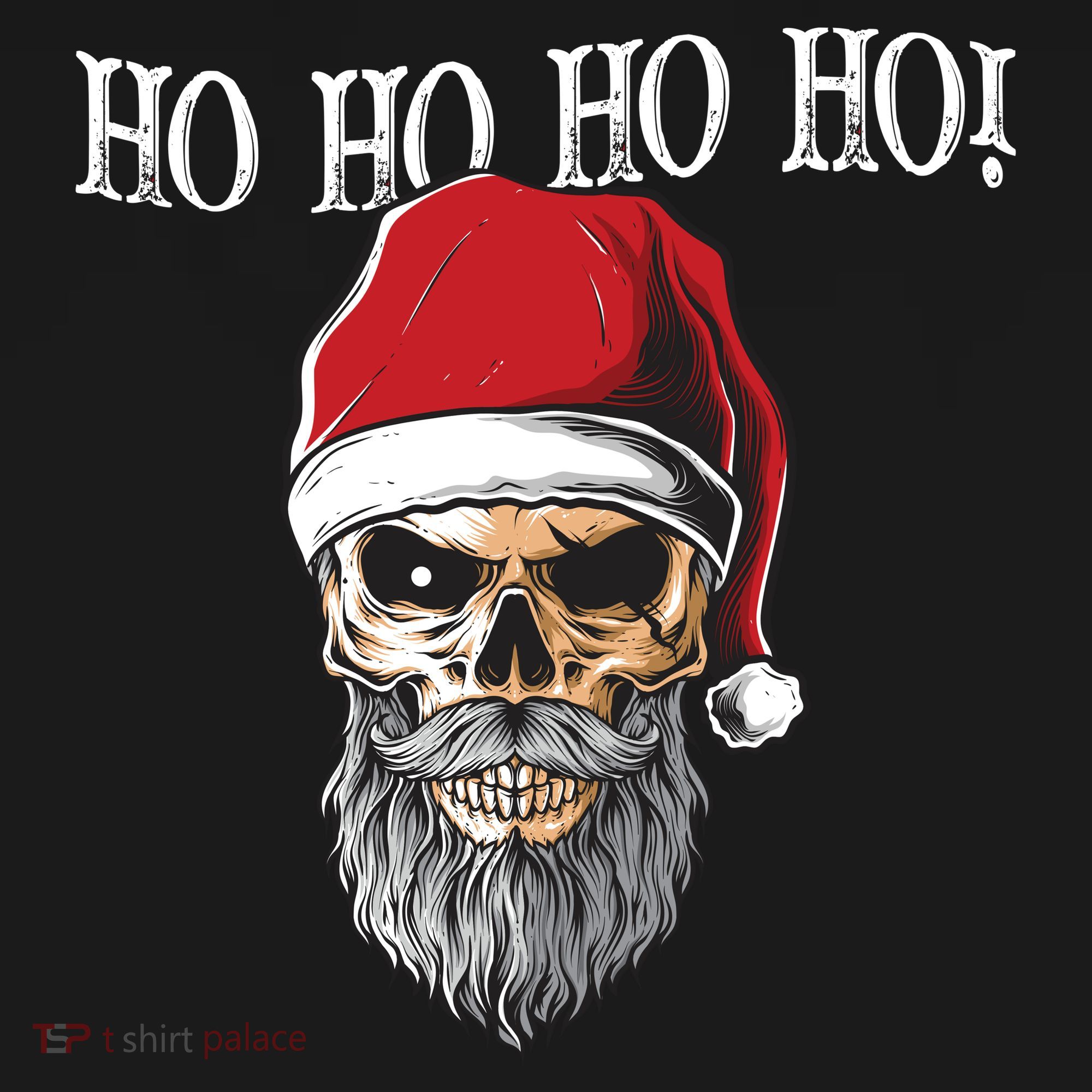 Ho Ho Ho Skeleton Bearded Skull Santa Coaster