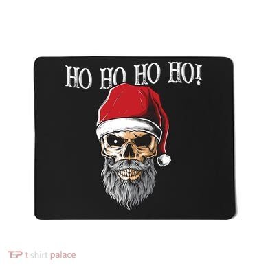 Ho Ho Ho Skeleton Bearded Skull Santa Mousepad