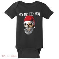 Ho Ho Ho Skeleton Bearded Skull Santa Baby Bodysuit thumb 0