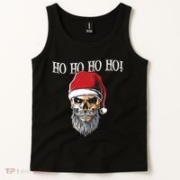 Ho Ho Ho Skeleton Bearded Skull Santa Tank Top thumb 2